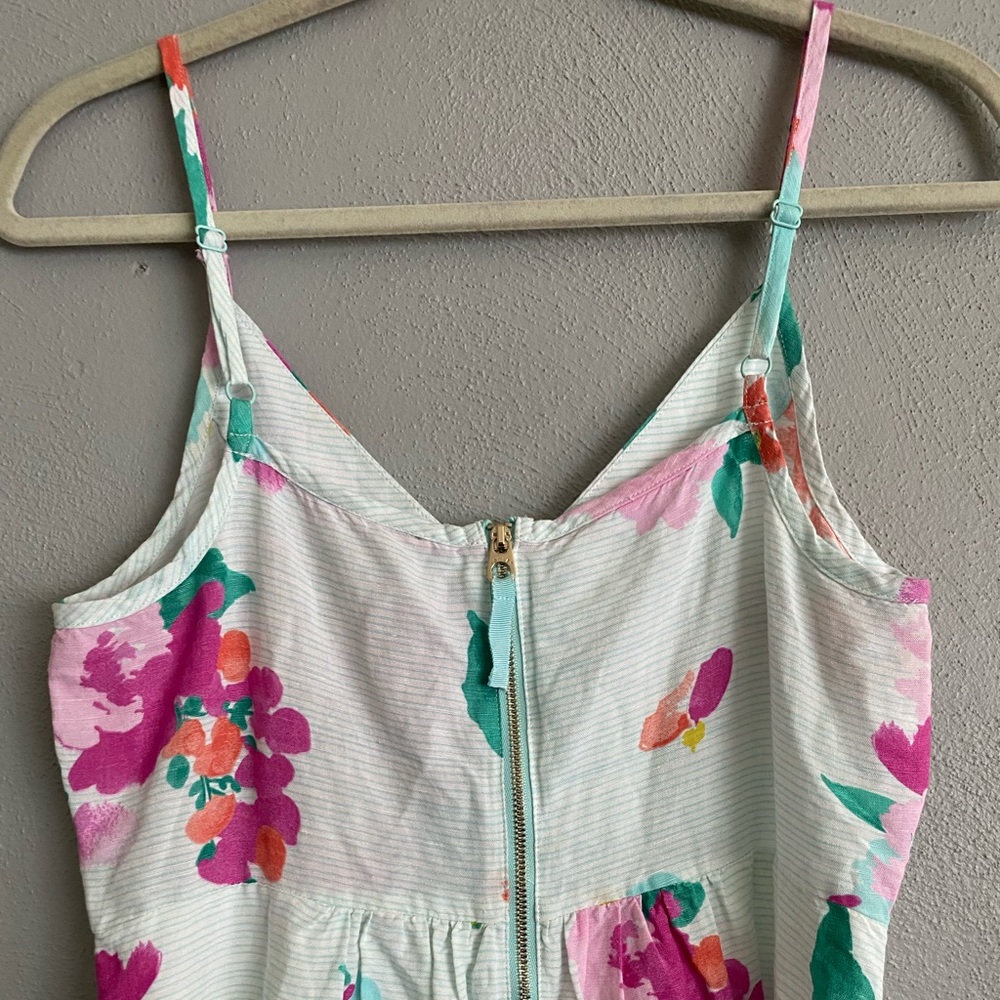 Joules Dress Size 6 Midi Stripe Floral Linen Blend Multicolor Sleeveless - Picture 7 of 10